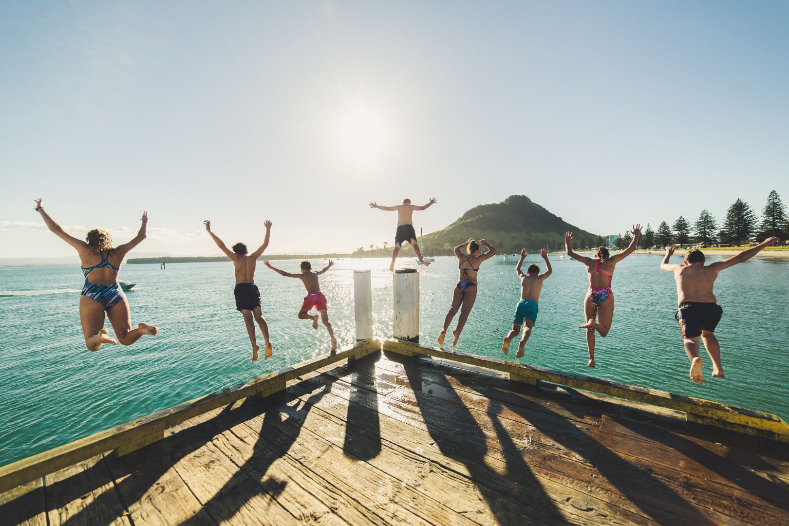 Jumping off wharf - Pacific Coast Lodge Mount Maunganui.JPG