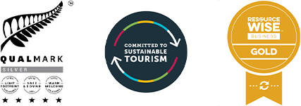 Qualmark Silver award, Committed to Sustainable Tourism badge, Resource Wise Business Gold Award
