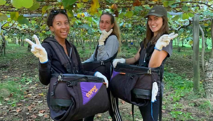 fruit workers posing