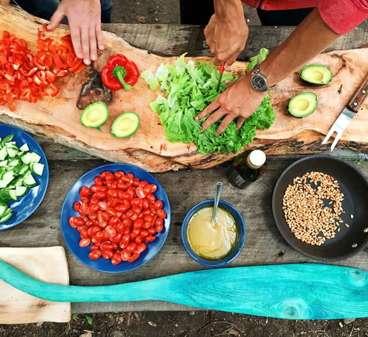 hands preparing food